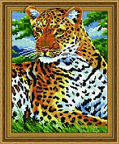 картинка Алмазная картина на подрамнике Леопард на отдыхе 40х50 от магазина