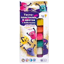 картинка Набор для детской лепки «Тесто-пластилин 6 цветов с блёстками» от магазина