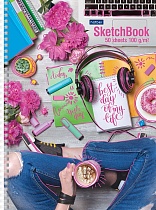 картинка "Premium" Тетрадь SketchBook 50л А4ф без линовки 100г/кв.м перфорация на отрыв с твердой обложкой на гребне -Best day- от магазина