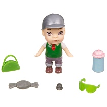 картинка Набор игровой Bondibon куколка OLY в кепке/в шляпе и аксессуарами в банке, ВОХ 6,3х11х6,3 см, мальчик-E, размер 8см, арт.3369-1. от магазина