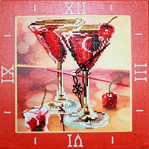 картинка Алмазная мозаика часы Вишневое мартини 30х30 от магазина