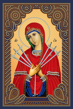 картинка Алмазная живопись Икона Пресвятая Богородица Семистрельная  20х30 от магазина