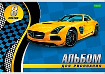 картинка "ECO" АЛЬБОМ для рисования 8л А4ф на скобе серия -Спортивные авто- от магазина