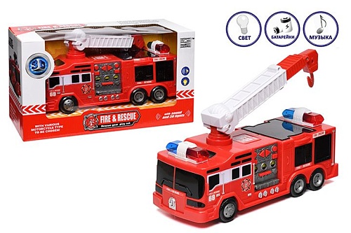 картинка Машина "Пожарная служба",на батарейках, свет/звук, в коробке от магазина