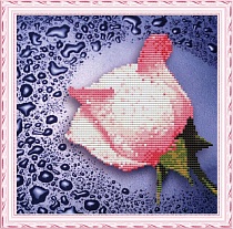 картинка Алмазная мозайка без подрамника Чайная роза 25х25 от магазина
