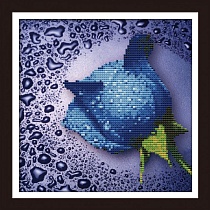 картинка Алмазная мозайка без подрамника Синяя роза 25х25 от магазина