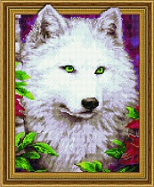 картинка Алмазная картина на подрамнике Белая волчица 40х50 от магазина