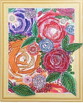 картинка Алмазная картина с фигурными стразами Винтажные цветы 40х50 от магазина